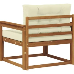 vidaXL Sofá intermedio de exterior Madera de Acacia Sólida Natural Natural y crema Clearance