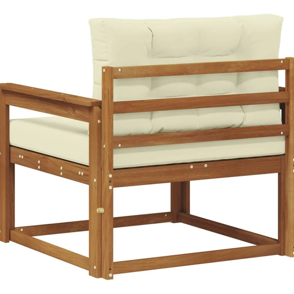 vidaXL Sofá intermedio de exterior Madera de Acacia Sólida Natural Natural y crema Clearance