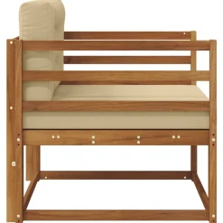vidaXL Sofá intermedio de exterior Madera de Acacia Sólida Natural Natural y beige Outlet