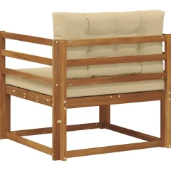 vidaXL Sofá intermedio de exterior Madera de Acacia Sólida Natural Natural y beige Outlet