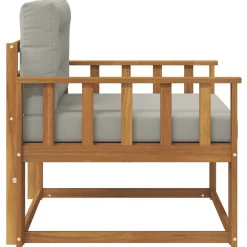 vidaXL Sofá intermedio de exterior Madera de Acacia Sólida Natural Gris claro y natural New