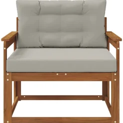 vidaXL Sofá intermedio de exterior Madera de Acacia Sólida Natural Gris claro y natural Best