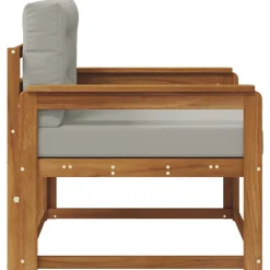 vidaXL Sofá intermedio de exterior Madera de Acacia Sólida Natural Gris claro y natural Best
