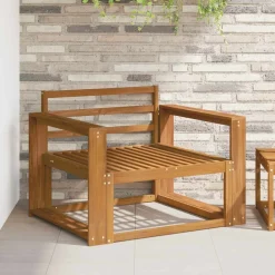 vidaXL Sofá intermedio de exterior Madera de Acacia Sólida Natural