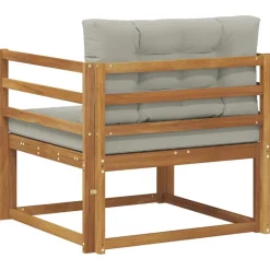 vidaXL Sofá intermedio de exterior Madera de Acacia Sólida Natural Gris claro y natural