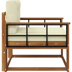 vidaXL Sofá intermedio de exterior Madera de Acacia Sólida Natural Natural y crema Clearance