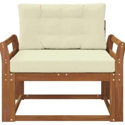 vidaXL Sofá intermedio de exterior Madera de Acacia Sólida Natural Natural y crema Discount