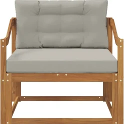 vidaXL Sofá intermedio de exterior Madera de Acacia Sólida Natural Gris claro y natural Hot