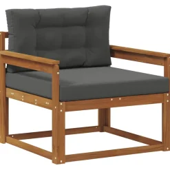 vidaXL Sofá intermedio de exterior Madera de Acacia Sólida Natural Natural y antracita New
