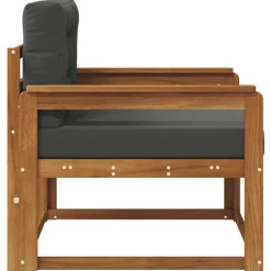 vidaXL Sofá intermedio de exterior Madera de Acacia Sólida Natural Natural y antracita New