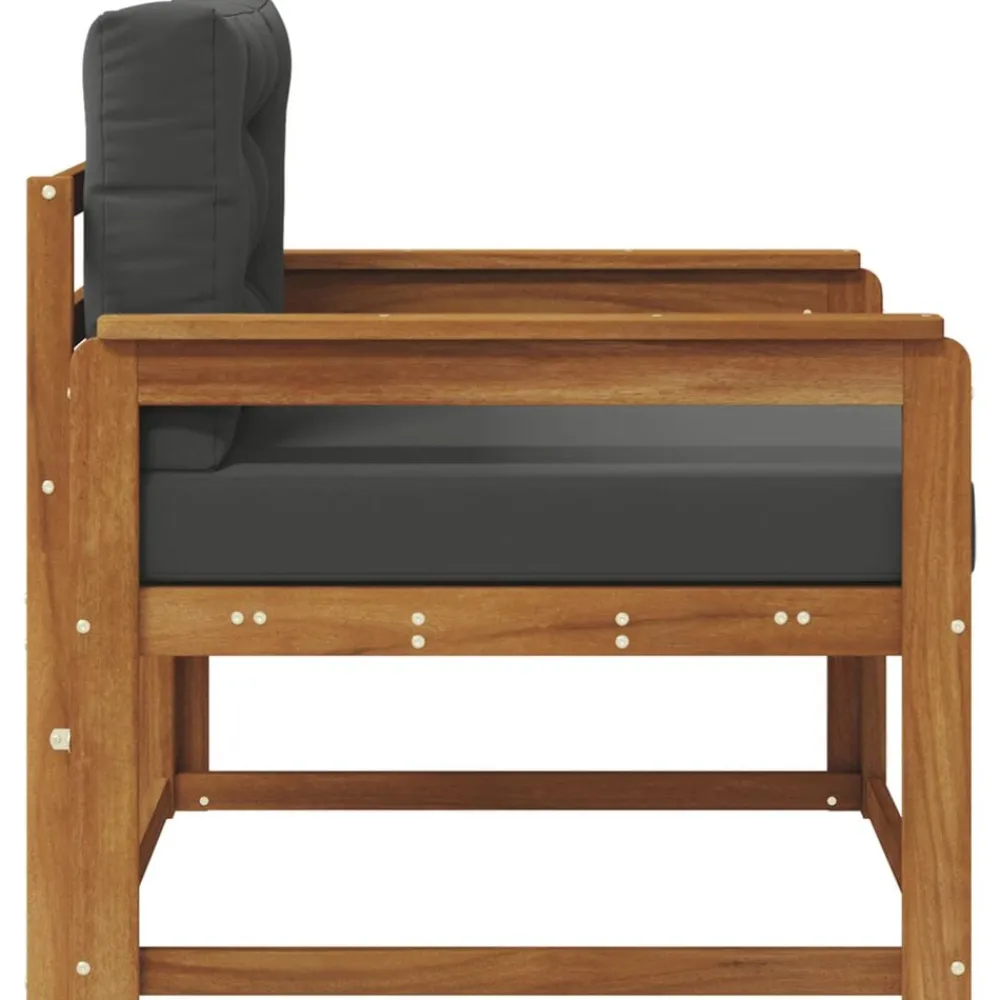 vidaXL Sofá intermedio de exterior Madera de Acacia Sólida Natural Natural y antracita New