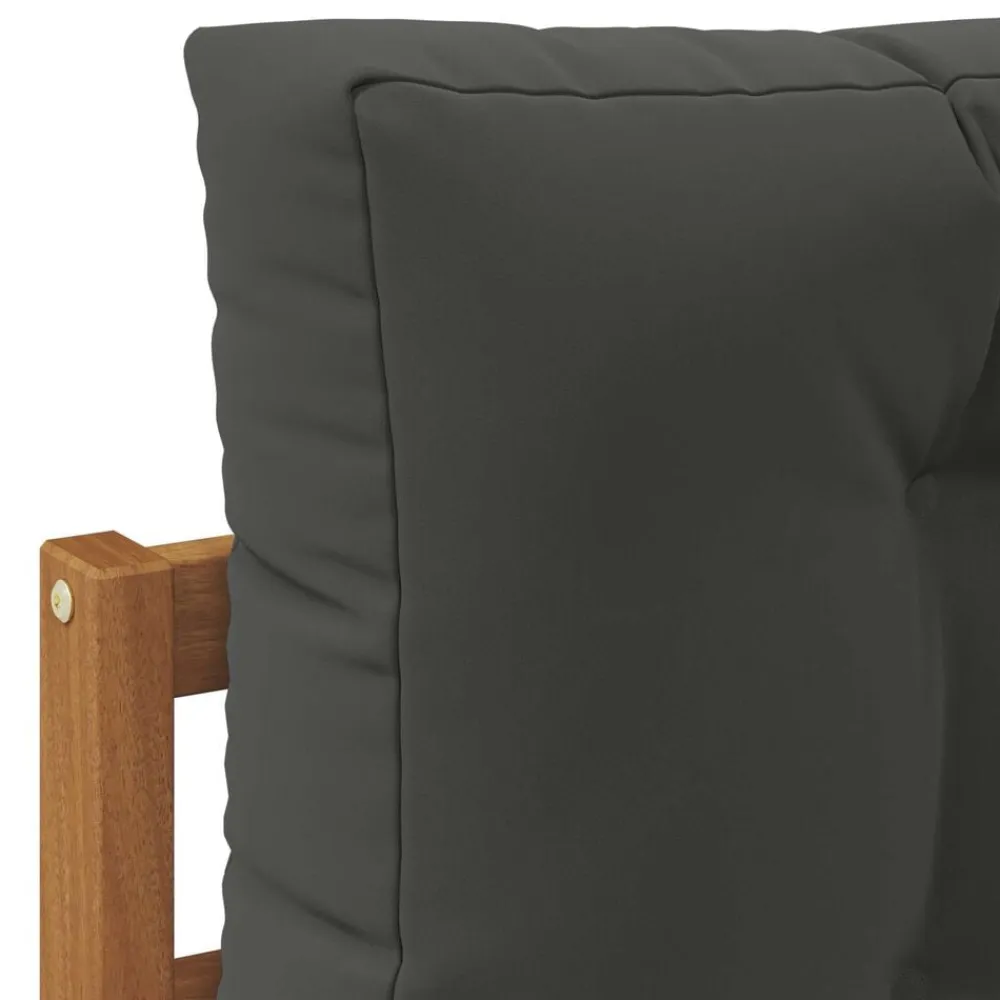 vidaXL Sofá intermedio de exterior Madera de Acacia Sólida Natural Natural y antracita New