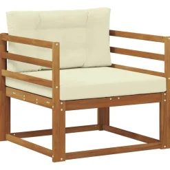 vidaXL Sofá intermedio de exterior Madera de Acacia Sólida Natural Natural y crema Best