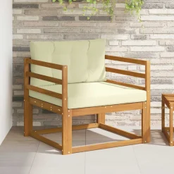vidaXL Sofá intermedio de exterior Madera de Acacia Sólida Natural Natural y crema Best