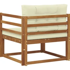 vidaXL Sofá intermedio de exterior Madera de Acacia Sólida Natural Natural y crema Best