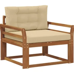vidaXL Sofá intermedio de exterior Madera de Acacia Sólida Natural Natural y beige Online