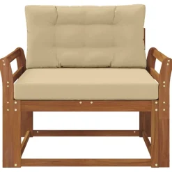 vidaXL Sofá intermedio de exterior Madera de Acacia Sólida Natural Natural y beige Online