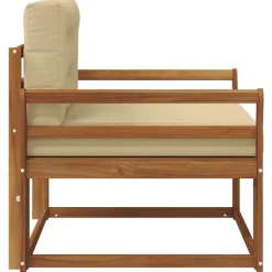 vidaXL Sofá intermedio de exterior Madera de Acacia Sólida Natural Natural y beige Online