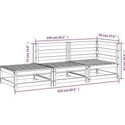 vidaXL Muebles De Jardín-Sofá jardín con reposapiés 2 plazas madera maciza
