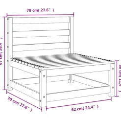 vidaXL Muebles De Jardín-Sofá jardín sin reposabrazos madera pino impregnada 70x70x67 cm