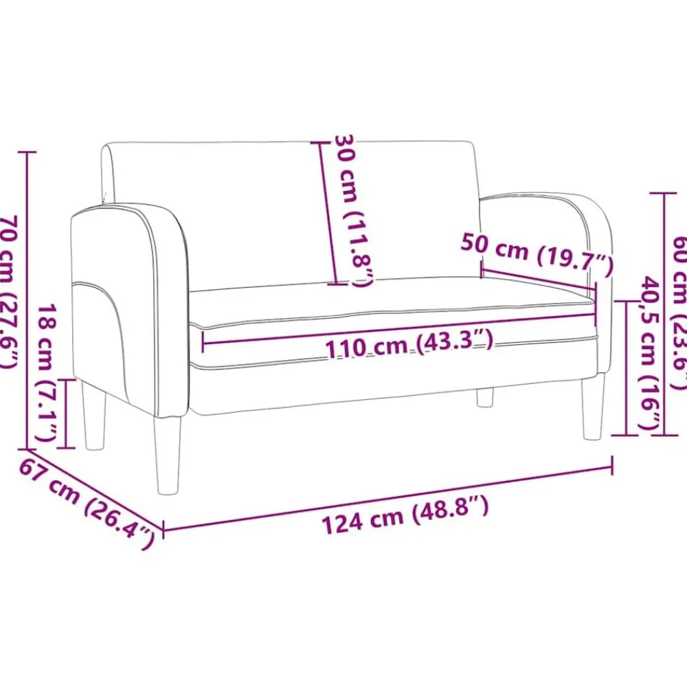 vidaXL Sofás-Sofá Loveseat 110 cm cuero sintética