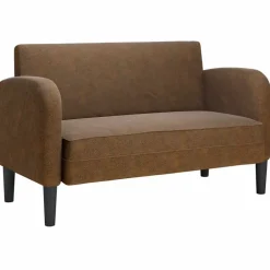 vidaXL Sofás-Sofá Loveseat Marrón 110 cm Cuero Sintético