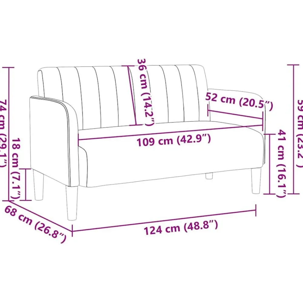 vidaXL Sofá Loveseat terciopelo 109 cm Rosa Discount