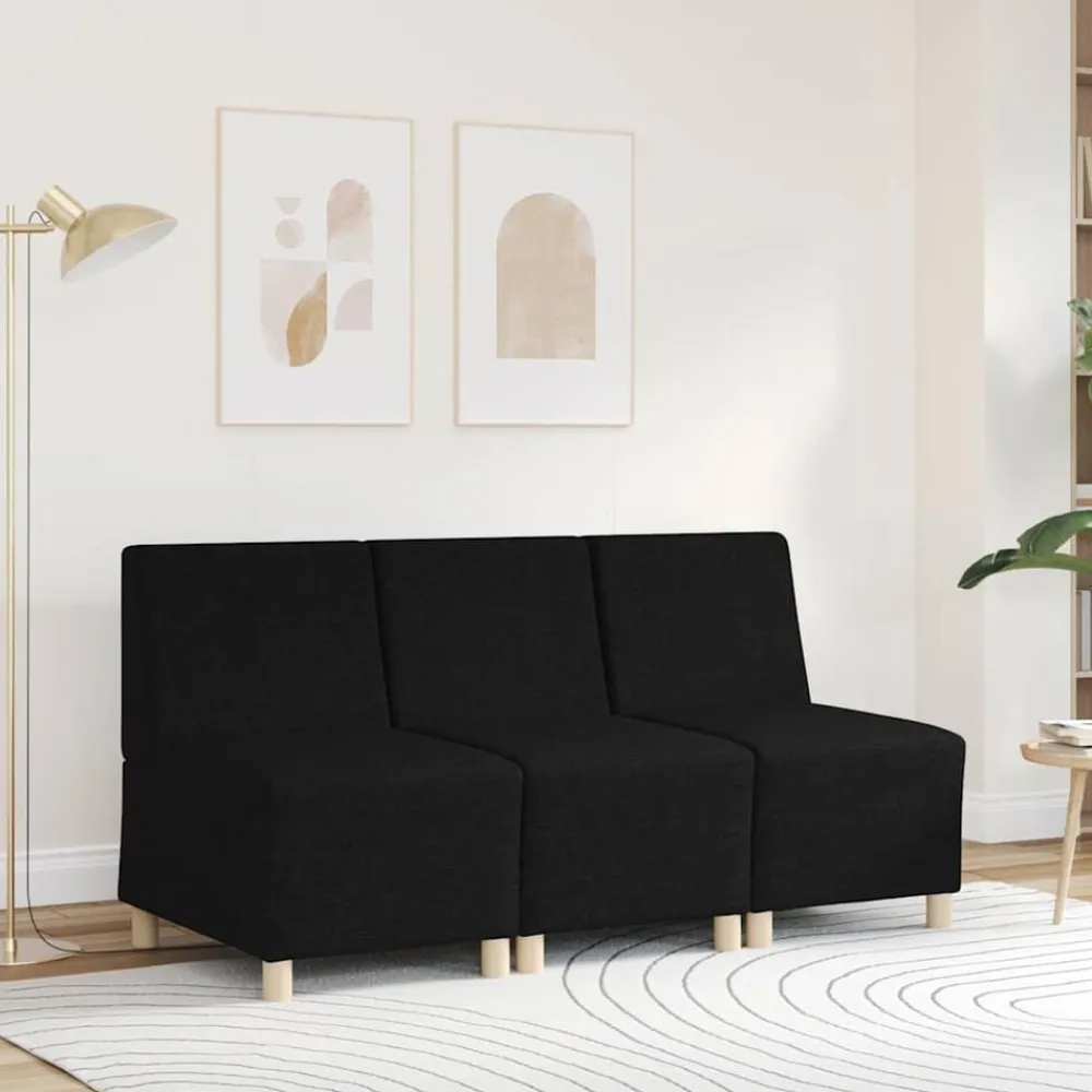 vidaXL Sofá modular sin brazos, tela negra, 55 cm Negro Hot