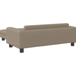 vidaXL Sofá niños y reposapiés cuero sintético 100x50x30 cm Capuchino Discount