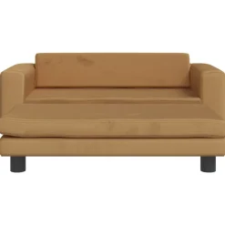 vidaXL Sofá para niños con reposapiés terciopelo marrón 100x50x30 cm Marr&oacute;n New