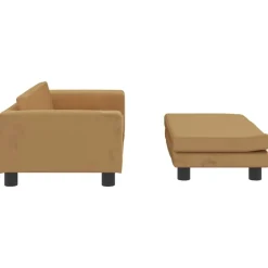 vidaXL Sofá para niños con reposapiés terciopelo marrón 100x50x30 cm Marr&oacute;n New