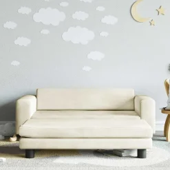 vidaXL Sofá para niños con reposapiés terciopelo 100x50x30 cm Crema