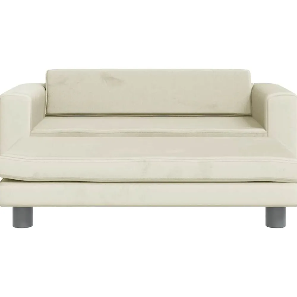vidaXL Sofá para niños con reposapiés terciopelo 100x50x30 cm Crema