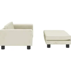 vidaXL Sofá para niños con reposapiés terciopelo 100x50x30 cm Crema