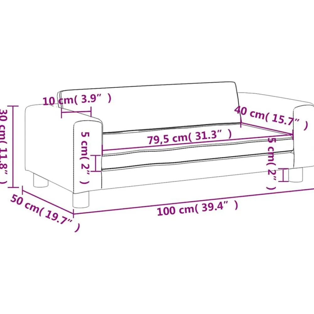 vidaXL Sofá para niños con reposapiés terciopelo 100x50x30 cm Crema