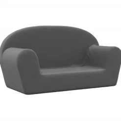 Niños vidaXL Mobiliario Para Bebés Y Niños Pequeños-Sofá para niños de 2 plazas felpa suave gris