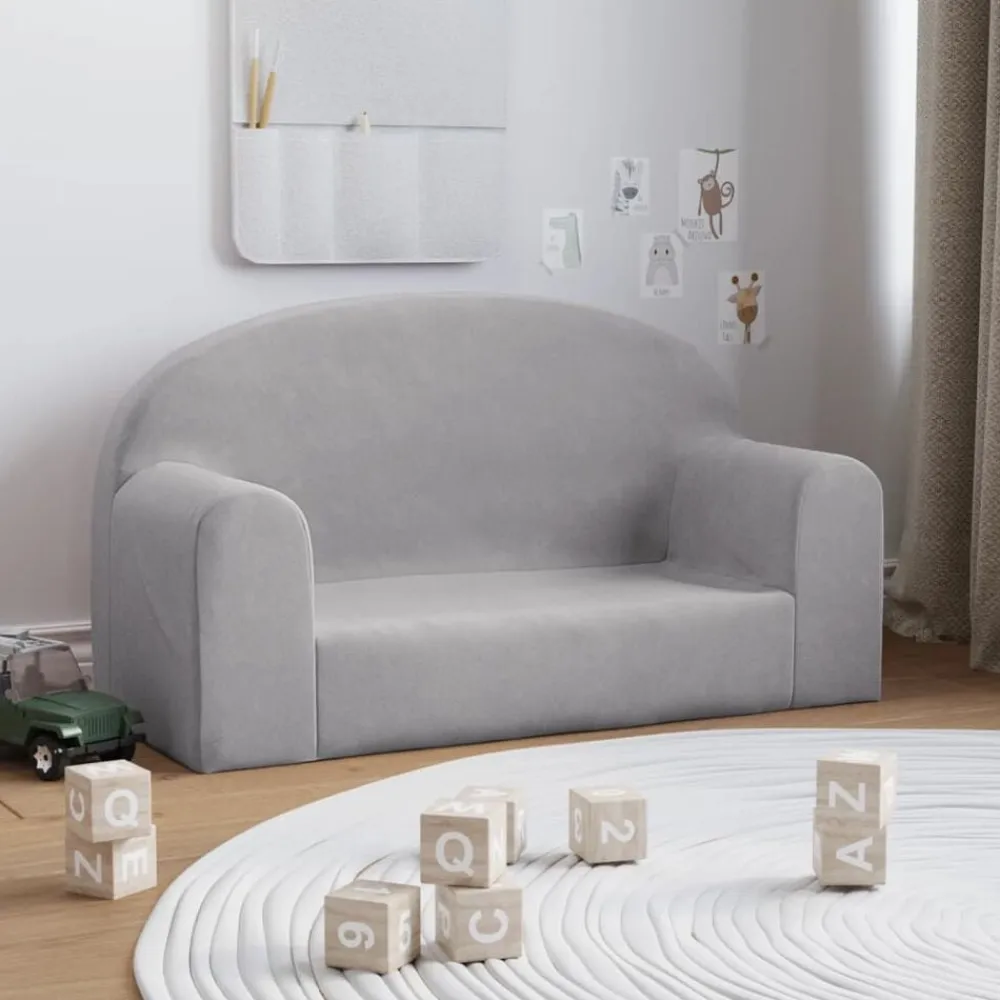 Niños vidaXL Mobiliario Para Bebés Y Niños Pequeños-Sofá para niños de 2 plazas felpa suave