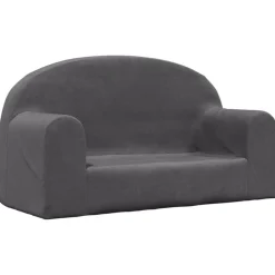 Niños vidaXL Mobiliario Para Bebés Y Niños Pequeños-Sofá para niños de 2 plazas felpa suave gris