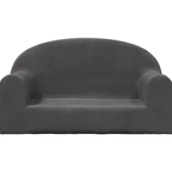 Niños vidaXL Mobiliario Para Bebés Y Niños Pequeños-Sofá para niños de 2 plazas felpa suave gris