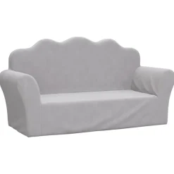 vidaXL Sofá para niños de 2 plazas felpa suave Gris claro New