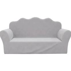 vidaXL Sofá para niños de 2 plazas felpa suave Gris claro New