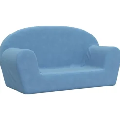 vidaXL Sofá para niños de 2 plazas de felpa suave Azul Sale