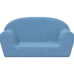 vidaXL Sofá para niños de 2 plazas de felpa suave Azul Sale