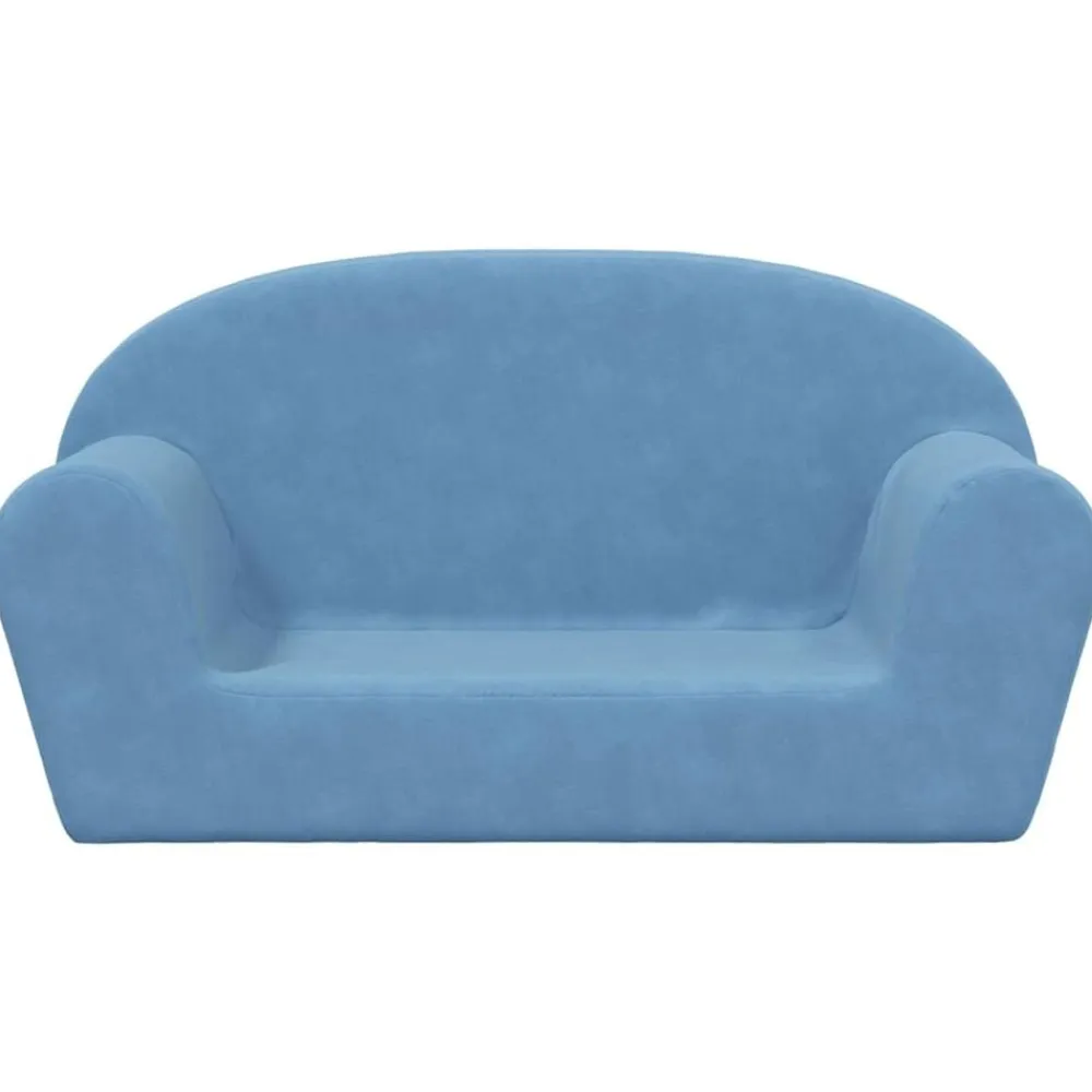 vidaXL Sofá para niños de 2 plazas de felpa suave Azul Sale