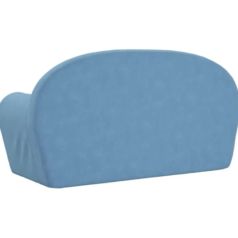vidaXL Sofá para niños de 2 plazas de felpa suave Azul Sale