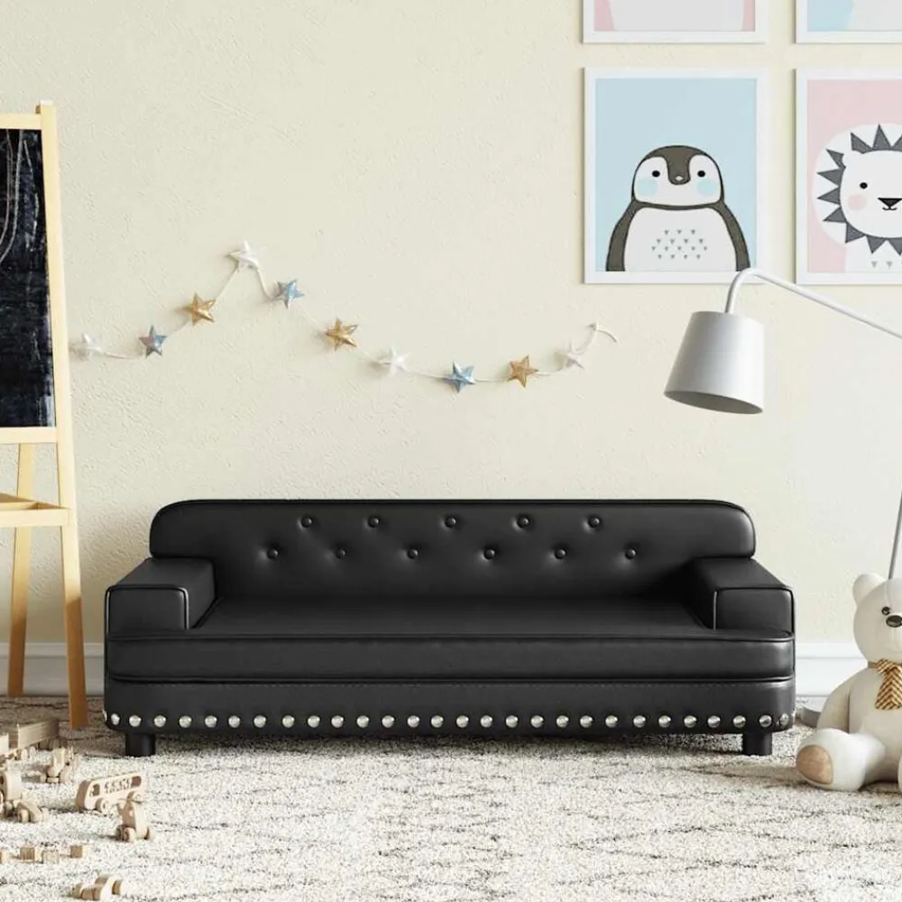 Niños vidaXL Mobiliario Para Bebés Y Niños Pequeños-Sofá para niños de cuero sintético 90x53x30 cm
