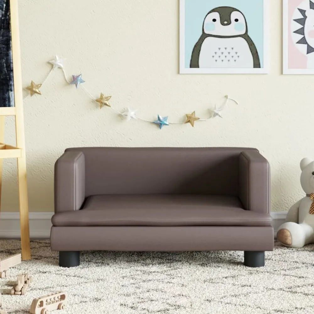 vidaXL Sofá para niños de cuero sintético marrón 60x40x30 cm Marrón Clearance
