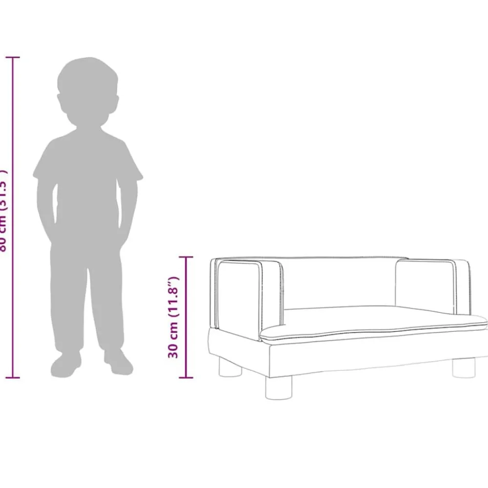 vidaXL Sofá para niños de cuero sintético marrón 60x40x30 cm Marrón Clearance