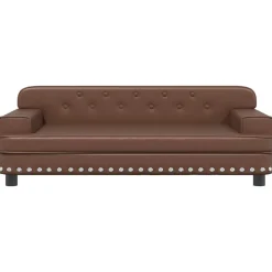 Niños vidaXL Mobiliario Para Bebés Y Niños Pequeños-Sofá para niños de cuero sintético marrón 90x53x30 cm
