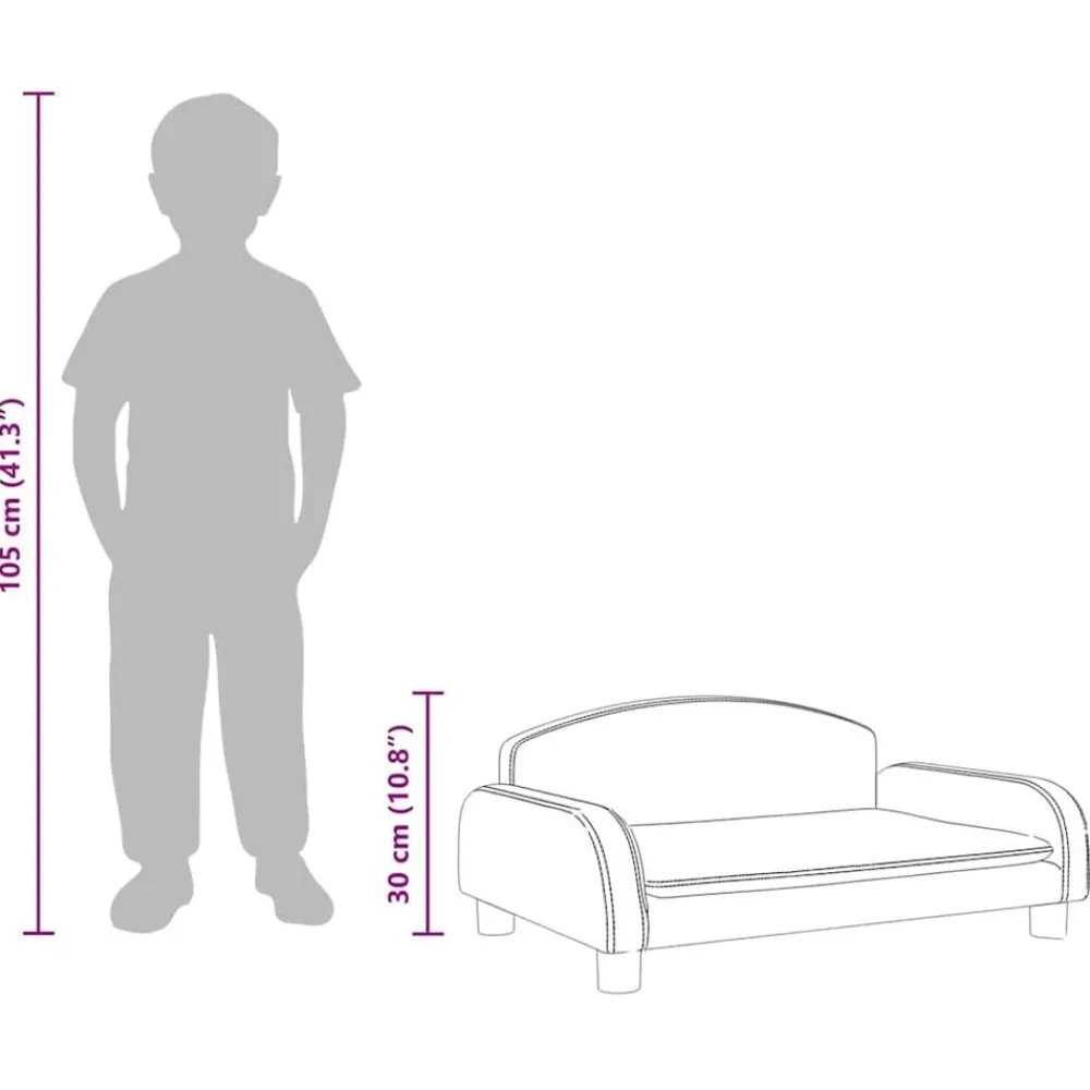 vidaXL Sofá para niños de cuero sintético 70x45x30 cm Gris Clearance